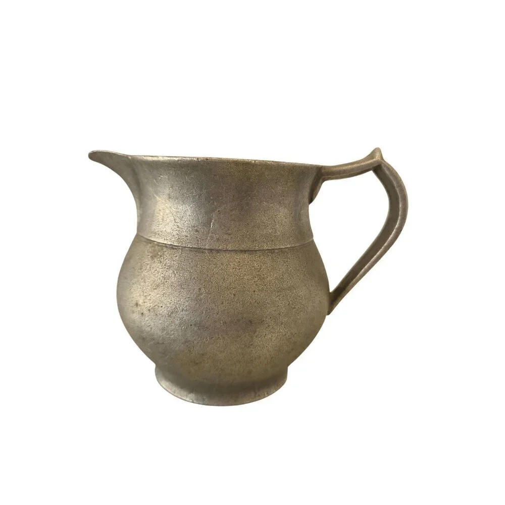 Vintage Pewter Pitcher Jug 1960s Rustic Tavern Style